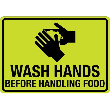 Sign, Wash Hands Before Handling Food (W Sym), LCUV-0150ST-RD_10x7